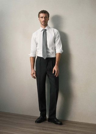 Mango Cravatta misto lana vergine cashmere grigio - Uomo - Taglia unica - MANGO MAN