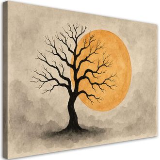 Artgeist Artgeist - Quadro su tela, Albero Acquerello Luna Minimalismo - 60x40