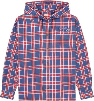 Diesel Giacca con cappuccio a quadri - Blu