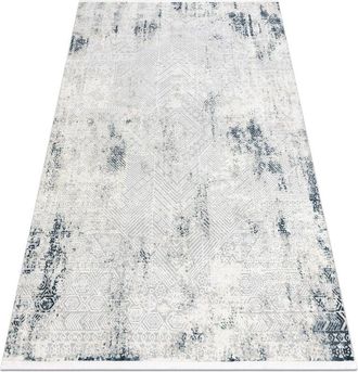 RugsX Rugsx - Modern carpet duke 51558 cream / blue - Geometric vintage structured, very soft, fringes blue 160x220 cm