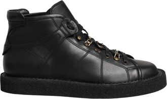 Dolce & Gabbana Black Leather Lace Up Men Ankle Boots Shoes Calf