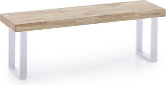 Home Heavenly Banco asiento 120 cm en roble y patas metal blanco