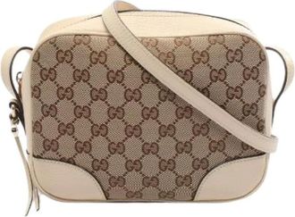 Gucci Pre-owned Cross Body Bags, female, Beige, Size: ONE SIZE Pre-owned Bree GG Canvas Shoulder Bag