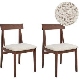 Beliani Set di 2 sedie da pranzo Seduta in poliestere boucle beige Struttura in legno scuro Isle