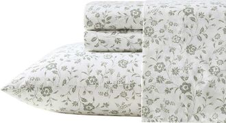 Laura Ashley Miranda Floral 200 Thread Count Cotton Percale Sheet Set in Light/Green at Nordstrom Rack, Size Twin