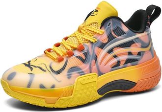 Generic Mens Basketball Shoes Shock-Absorbing Wear-Resistant Anti Slip Rebound Training Fashionable Sports Boots Walking Shoes(Yellow,5.5 UK)