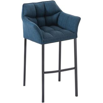 Clp Taburete De Bar Damaso Tela Con Base De Cuatro Patas Azul Negro