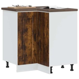 Berkfield Home Kitchen Corner Base Cabinet&not;Porto Smoked Oak Engineered Wood in Brown