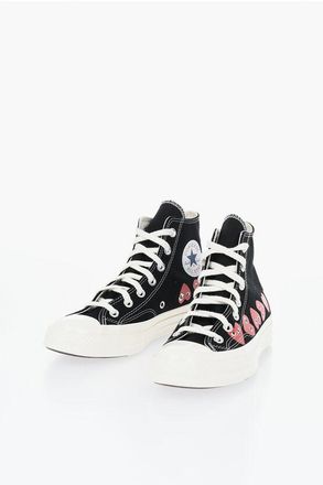 Comme Des Gar&ccedil;ons CONVERSE ALL STAR Cotton High-Top Sneakers with Prints size 37,5