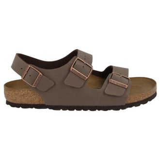 Birkenstock Milano Birko-Flor Nubuck Unisex Slides Sandals - Mocca - Size:UK 7.5