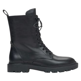 Estro & Luminara Lace-up Boots, female, Black, Size: 7 US Black Leather Ankle Boots with Decorative Lacing