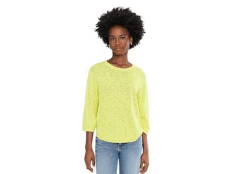Mod-o-doc 3/4 Sleeve Crew Neck Swing Sweater Womens Clothing Lush Pear : LG (US 12-14), Cotton/Viscose