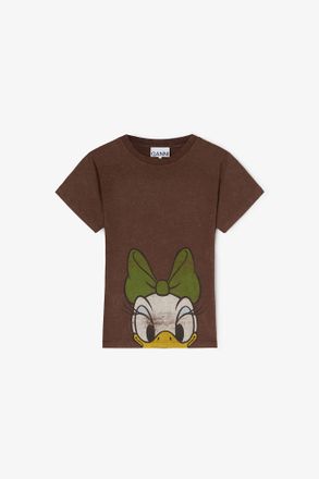 Ganni Brown Daisy Duck Baby Fit T-shirt - Size XXS Recycled Cotton