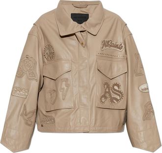 AllSaints Leather Jassen - Dames - Leren en Su&egrave;de Jassen - Beige - L - Jassen