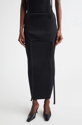 Aisling Camps Flipped Merino Wool Blend Rib Skirt in Charcoal Melange at Nordstrom, Size Medium
