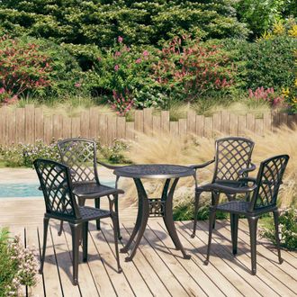 Berkfield Home 5 Piece Bistro Set Cast Aluminium Black