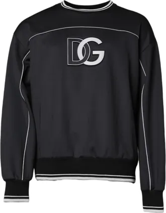 Dolce & Gabbana Mens Logo-Embroidered Sweatshirt Black Polyester Elastane Sweatshirts