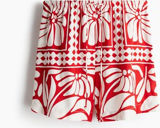 H&M Shorts mit Kordelzug - Knallrot/Gemustert