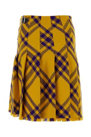 Burberry Womens Embroidered Wool Skirt Pearipcheck Exterior: Gonne