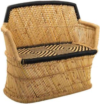 Wanderlust Deco Sof&aacute; De 2 Plazas De Bamb&uacute; Marr&oacute;n 103x46x90