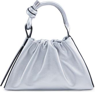 Behno Mini Tina Ruched Baguette Top Handle Bag in Silver at Nordstrom