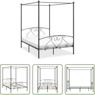 vidaXL vidaXL Letto baldacchino - Giroletto Baldacchino senza Materasso Grigio 140x200 cm Metallo