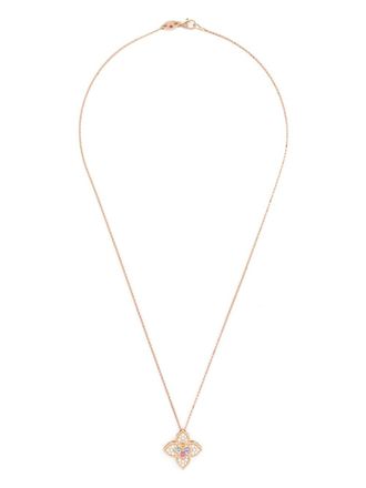 Roberto Coin 18kt ros&eacute;gouden Princess Flower halsketting met stenen - Roze