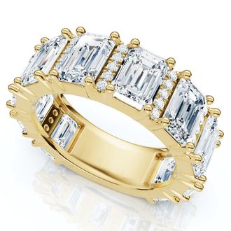 Pompeii3 5 1/2Ct Naya Emerald Cut Diamond Wedding Band 14k Gold/Pt Stack Ring Lab Grown