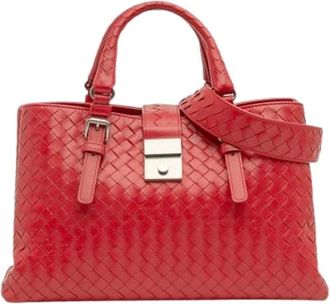 Bottega Veneta Pre-owned Handbags, female, Red, Size: ONE SIZE Pre-owned Small Roma Satchel