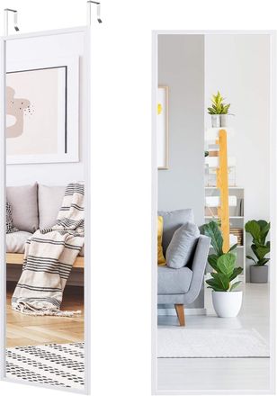 Costway Costway - Specchio Figura Intera Da Parete, Specchio Per Porta, Cornice In Legno, 107,4x36,5cm, Bianco