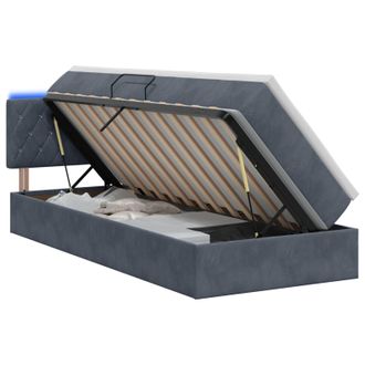 vidaXL Letto Con Contenitore Led E Materasso Grigio Scuro 90 X 200 Cm Vidaxl