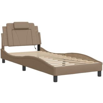 vidaXL Vidaxl - Estructura De Cama Con Led Cuero Sint&eacute;tico Capuchino 80x200 Cm