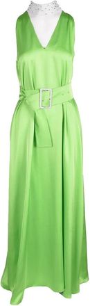 Access Fashion Maxi Dress with Detachable Collar - Apple Green