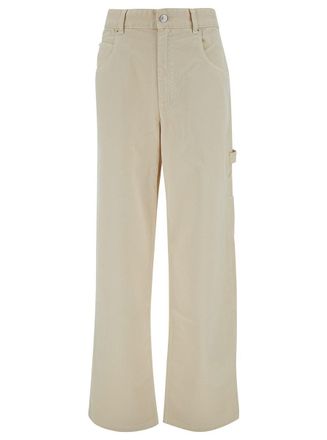 Isabel Marant Bymara Beige Five-Pocket Jeans With Logo Patch In Cotton Blend Denim Woman