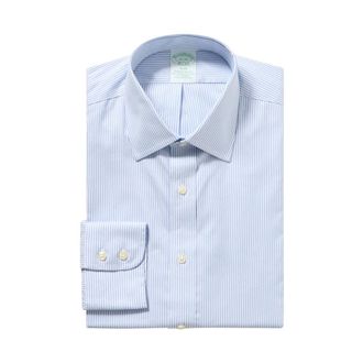 Brooks Brothers Supima Stretch Slim Fit Overhemd met Polo Button Down Kraag - Heren - Zakelijke Overhemden - Blauw - L - Katoen - Overhemden
