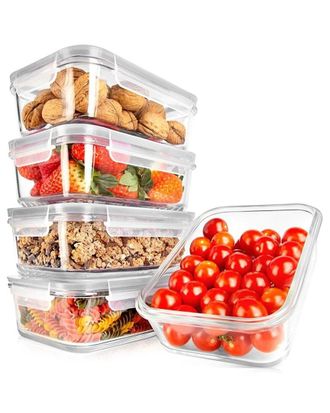 Nutrichef 5Pc Stackable Glass Food Storage Containers