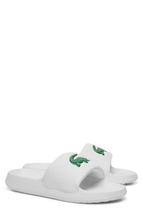 Lacoste Serve Slide Sandal in White/Green at Nordstrom, Size 12