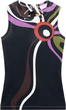 Pucci Marmo-print tank top - women - Cotton/Elastane - S - Black