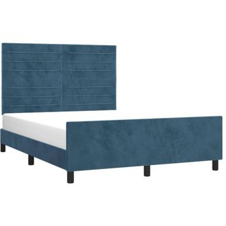 vidaXL Vidaxl - Estructura De Cama Sin Colch&oacute;n Terciopelo Azul Oscuro 140x190cm