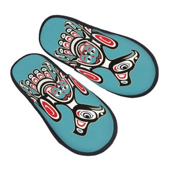 Generic Fluffy Slippers Abstract Thunderbird Indigenous Tribe Breathable Fleece Slippers Cozy House Shoes For Bedroom Winter Indoor M