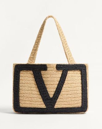 Valentino Garavani Valentino Garavani Viva Superstar Medium Shopping Bag In Raffia Wo