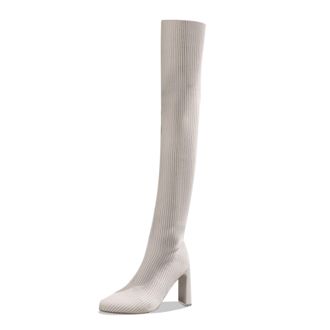 Generic Winter Womens Winter Fashion High Heeled Over The Knee Boots Knitted Stretchable Long Boots with Comfortable Fit and Stylish Design for Cold Weather (