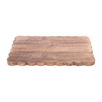 Melrose International Scalloped Mango Wood Tray 12.4D - Brown