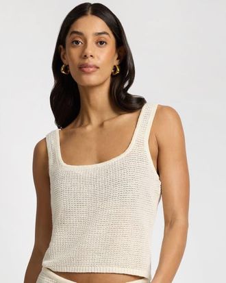 Onia Knit Square Neck Tank Top in Egret at Nordstrom, Size Medium