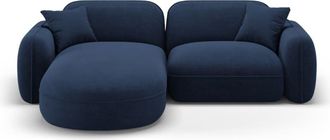 CXL by Christian Lacroix Sofá esquinero modular izquierdo 3 plazas de terciopelo azul oscuro