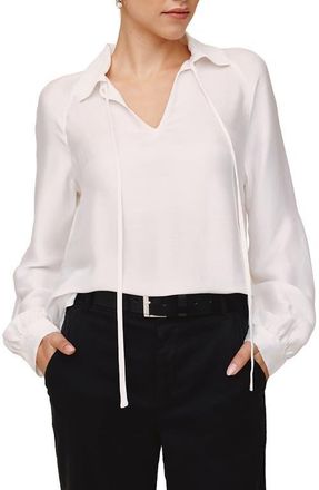 Bella Dahl Tie Neck Raglan Top in White at Nordstrom, Size X-Small