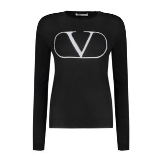 Valentino Round-neck Knitwear, female, Black, S, Round-neck Jumper