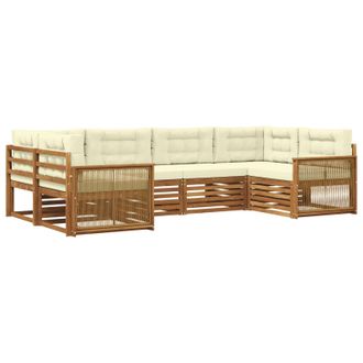 vidaXL Conjunto De Sof&aacute;s De Exterior Con Coj&iacute;n 6 Pcs Natural Y Crema Vidaxl