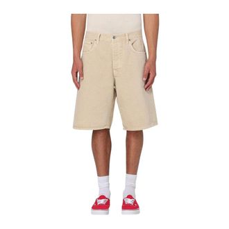 Sunflower Denim Shorts, male, Beige, W33, Beige Denim Shorts with Sunflower Pattern