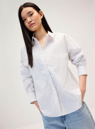Twik Womens Oversized patterned poplin shirt